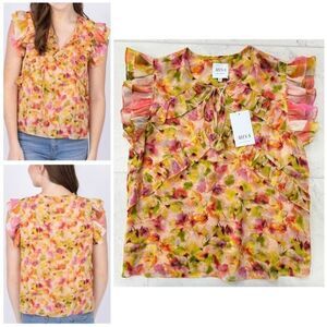 MISA Los Angeles Emi Top in Golden Floral Mix